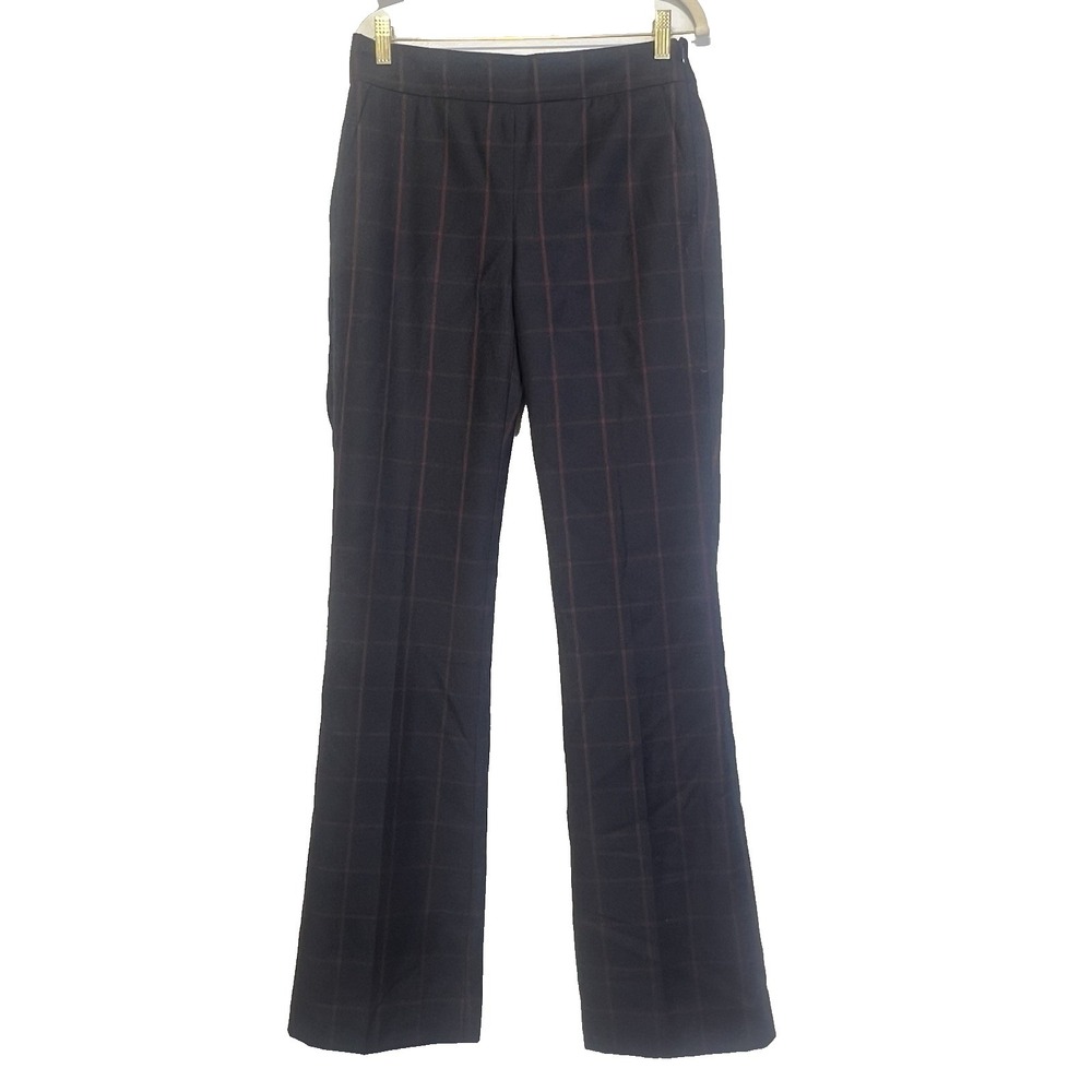J.Crew Windowpane Plaid Wool Blend Bootcut Dress pants Sz 4 Long 34"‎ Classic